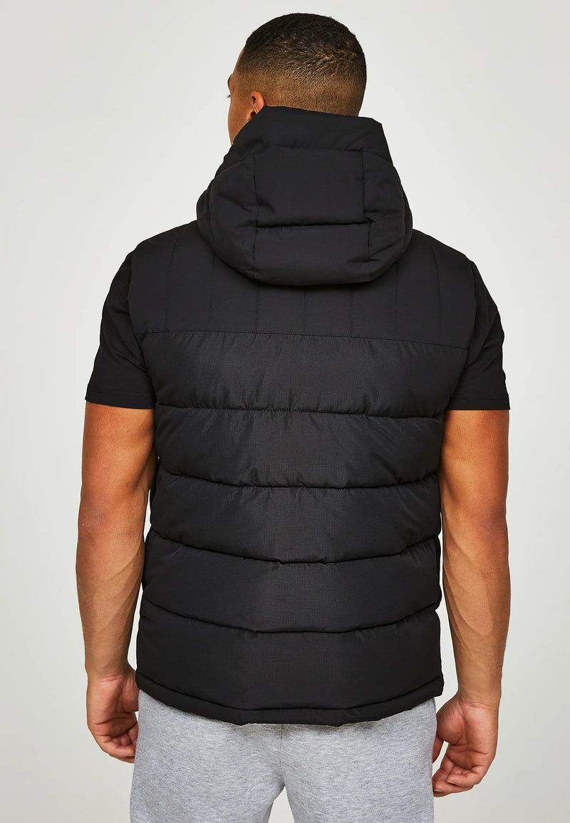 Kings Will Dream DEYTON SHORT HOODED PUFFER GILET - Waistcoat BLACK