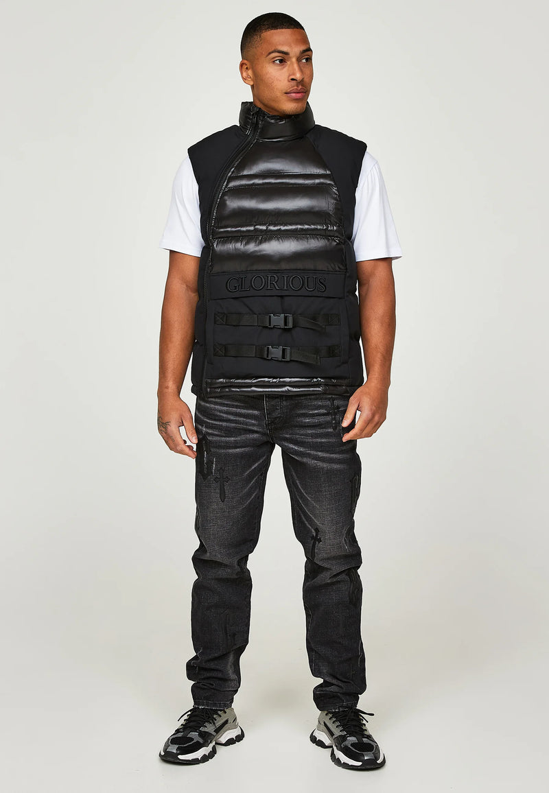 Glorious Gangsta NABREO PUFFER GILET Waistcoat - Black