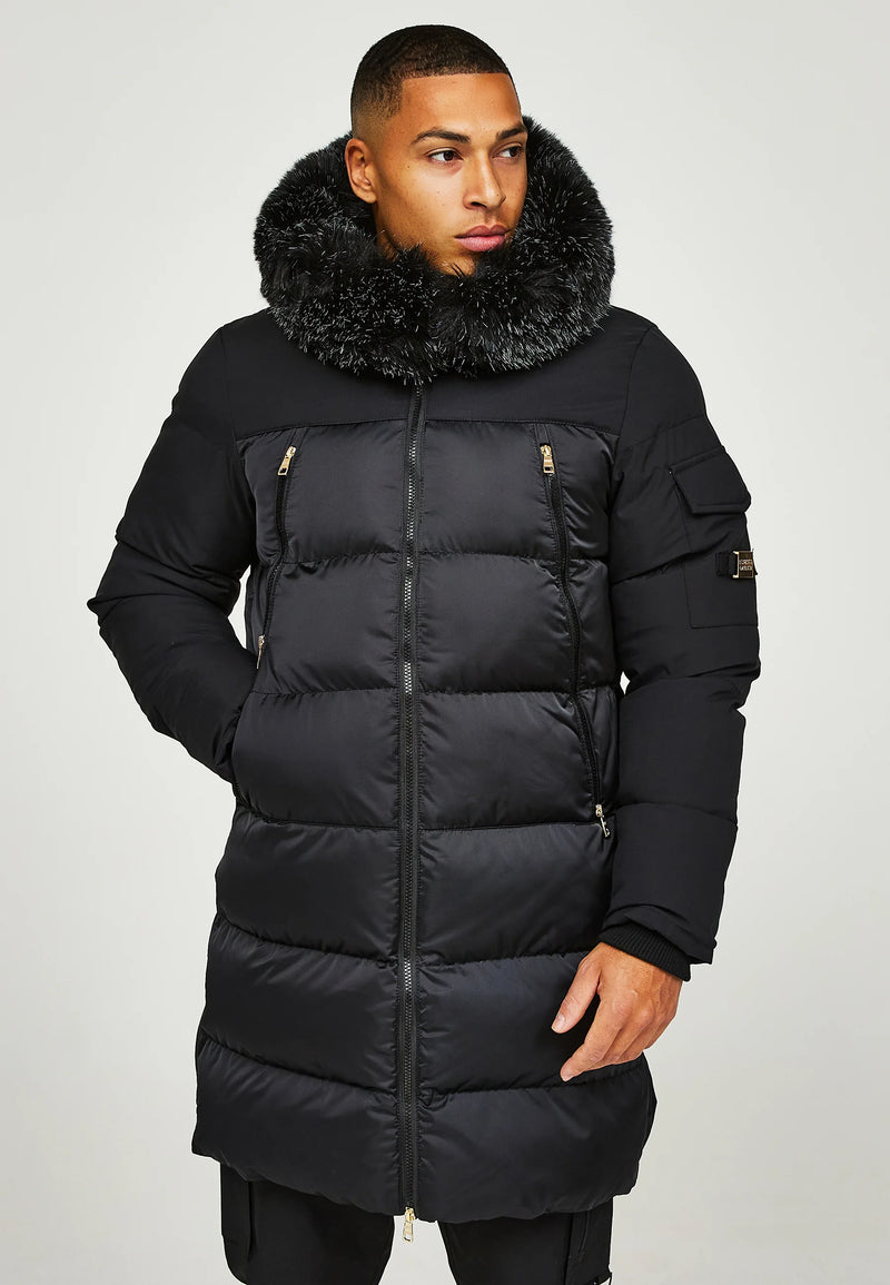 Glorious Gangsta BALZOR LONGLINE PUFFER JACKET - Black