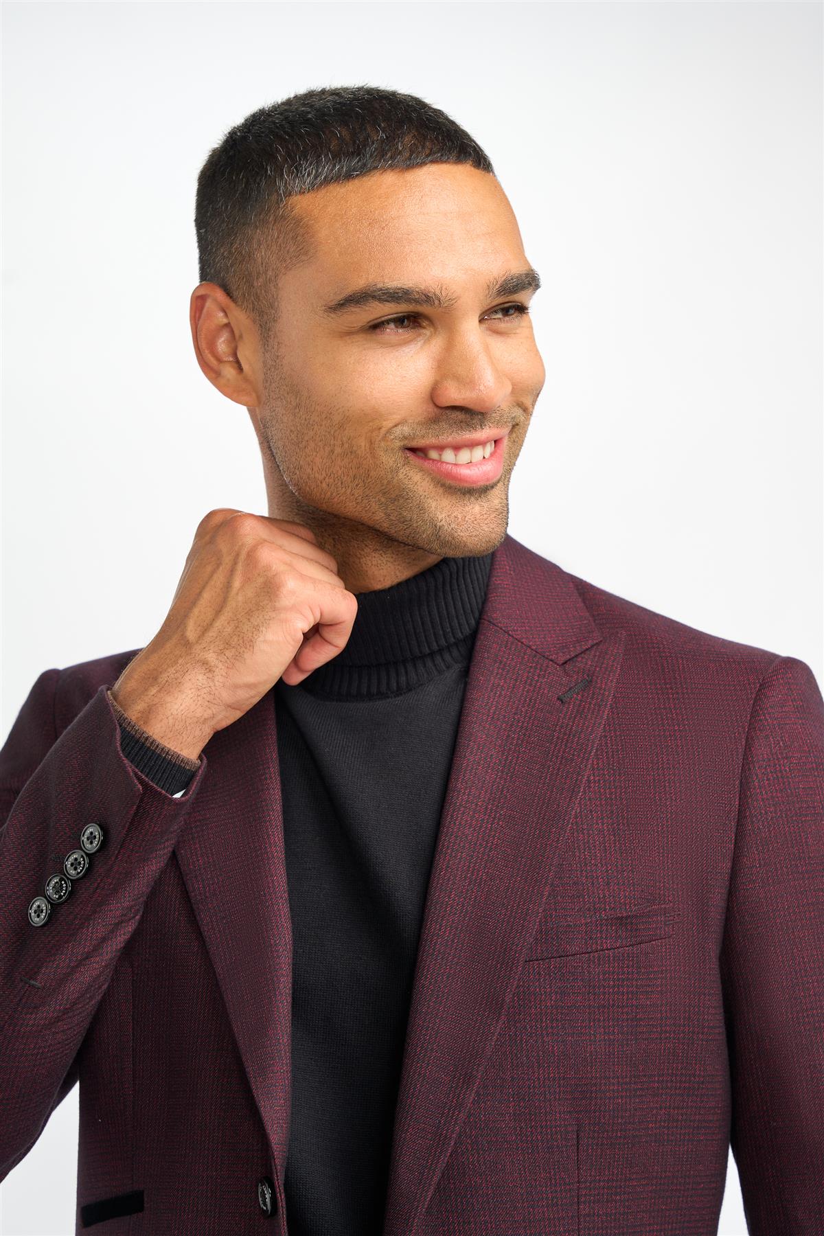 HOUSE OF CAVANI Caridi Smart Dress Blazer Suit - Wine