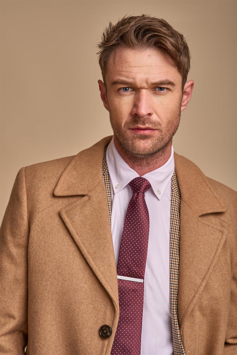 House Of Cavani Marcus tailored fit long length Coat - CAMEL