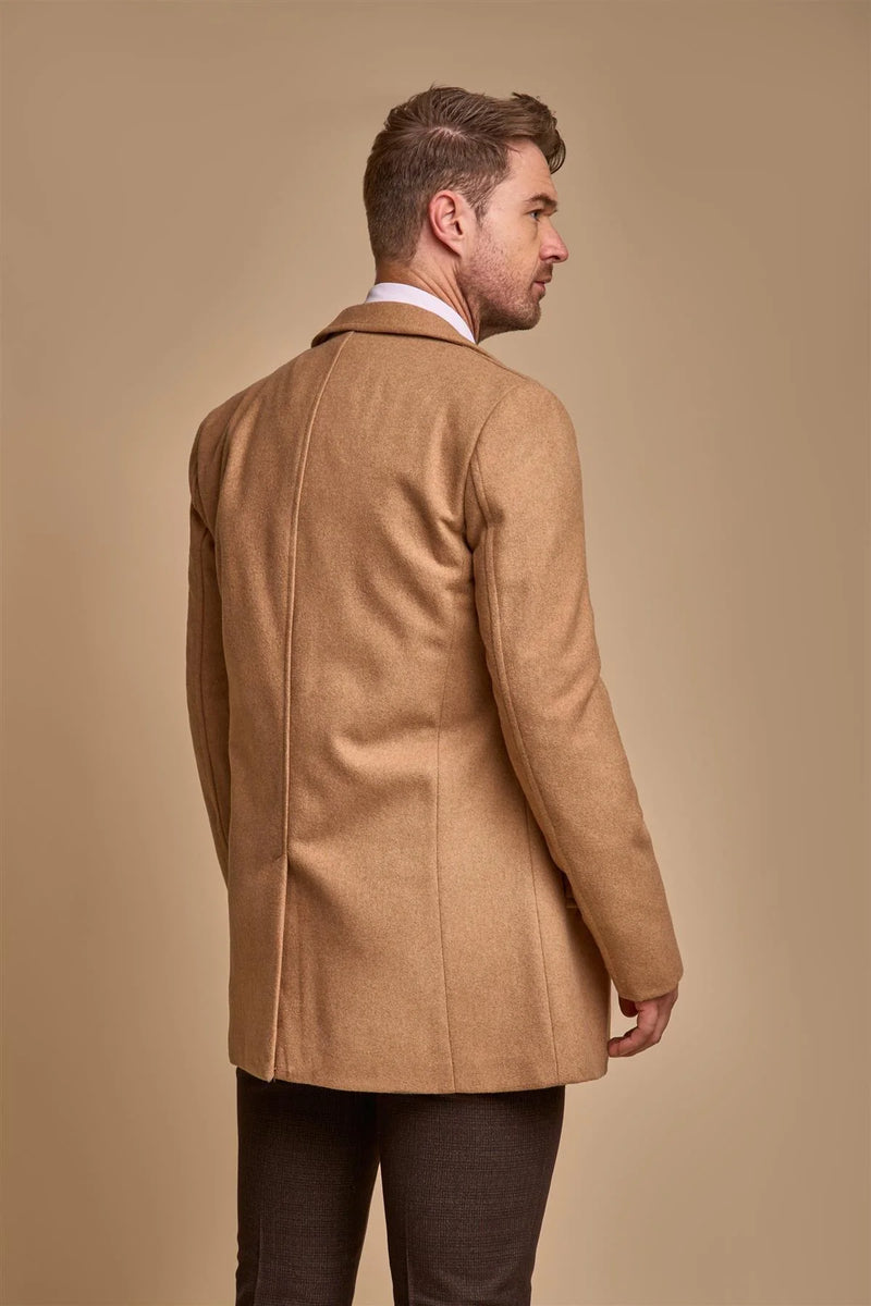 House Of Cavani Marcus tailored fit long length Coat - CAMEL