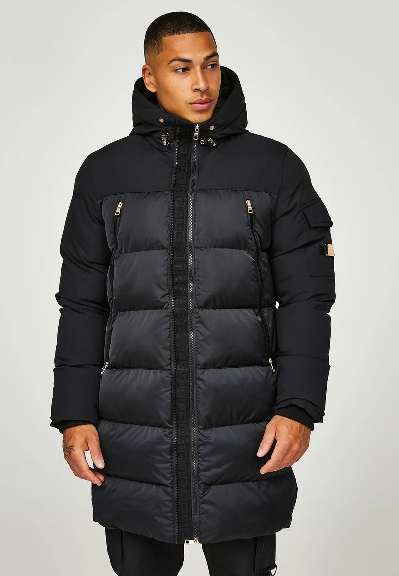 Glorious Gangsta BALZOR LONGLINE PUFFER JACKET - Black