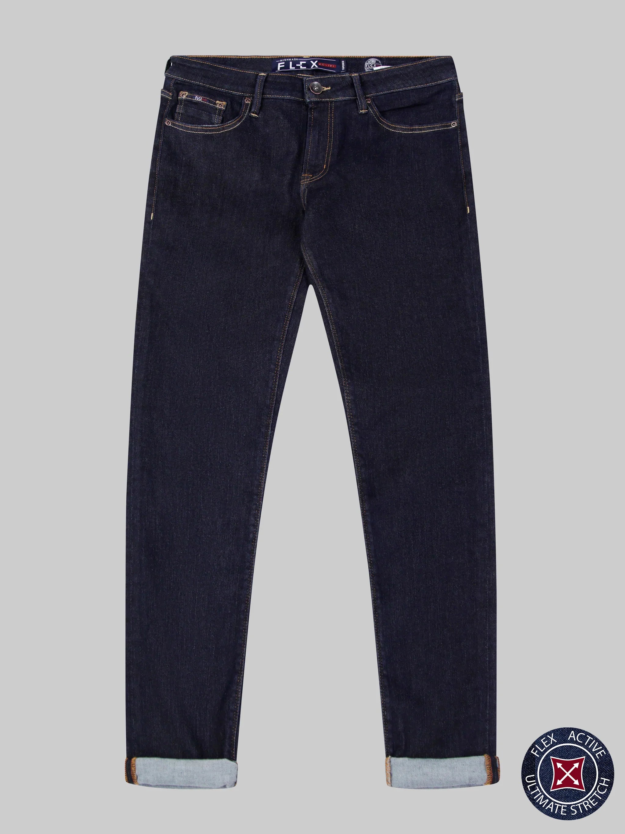 Mish Mash 1984 Tapered Fit Flex Active Natural RAW Denim BLUE Jean