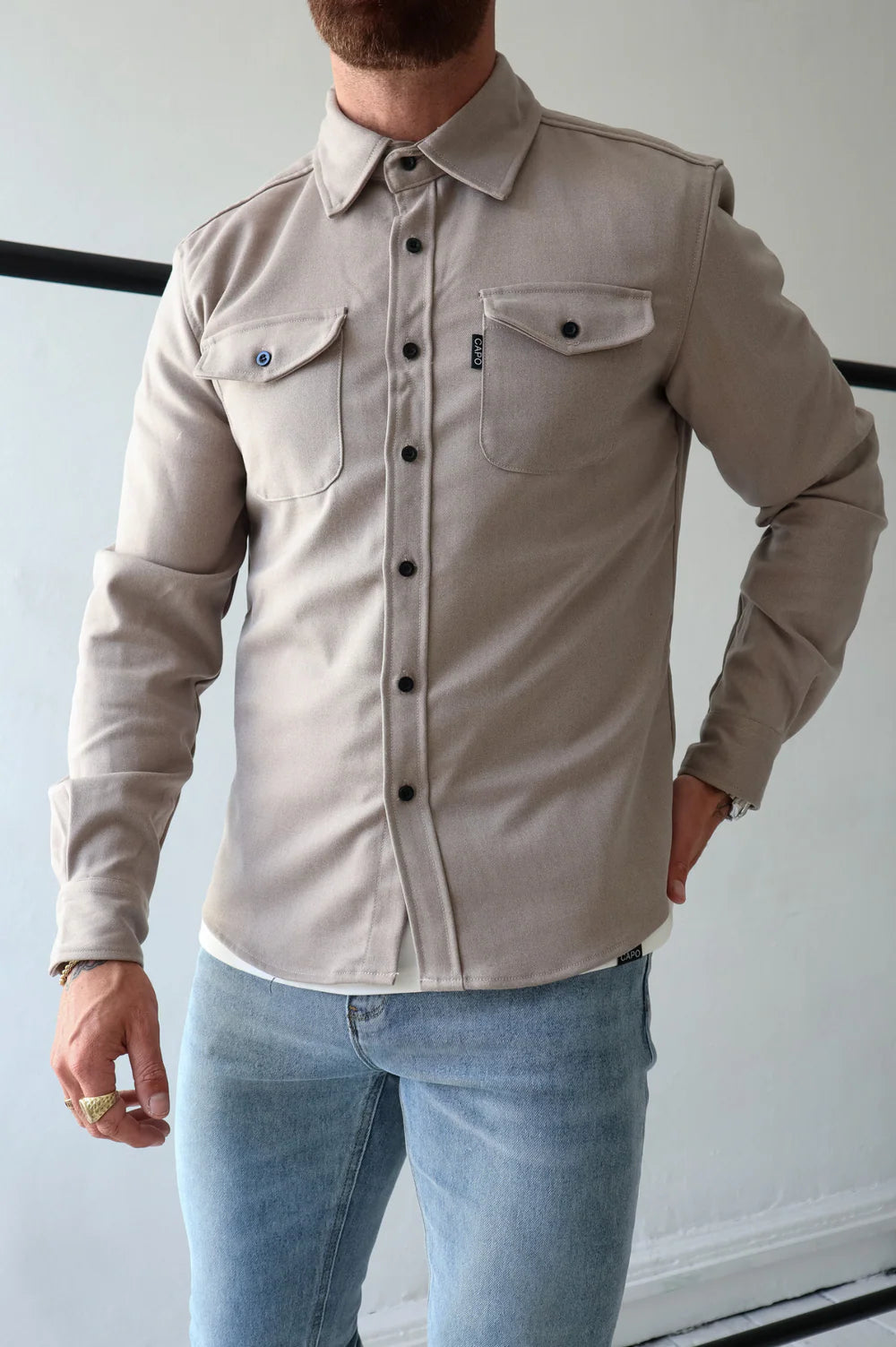 Capo premium look OVERSHIRT COLOUR Stone
