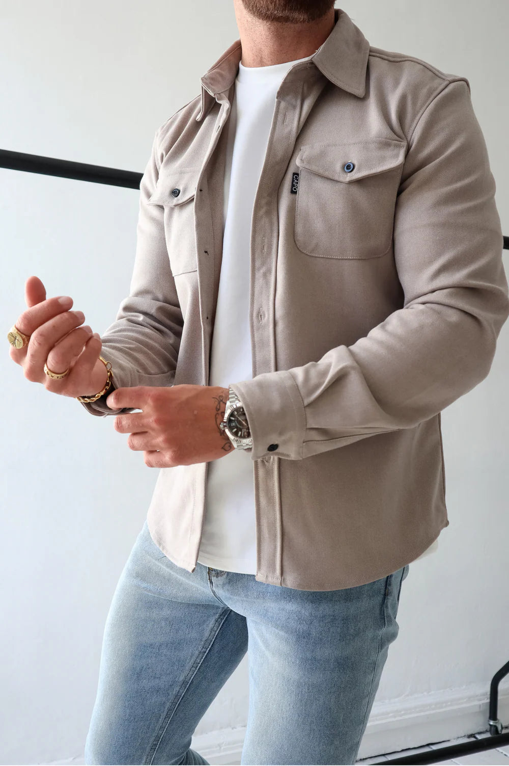 Capo premium look OVERSHIRT COLOUR Stone