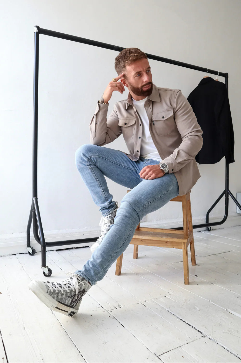 Capo premium look OVERSHIRT COLOUR Stone
