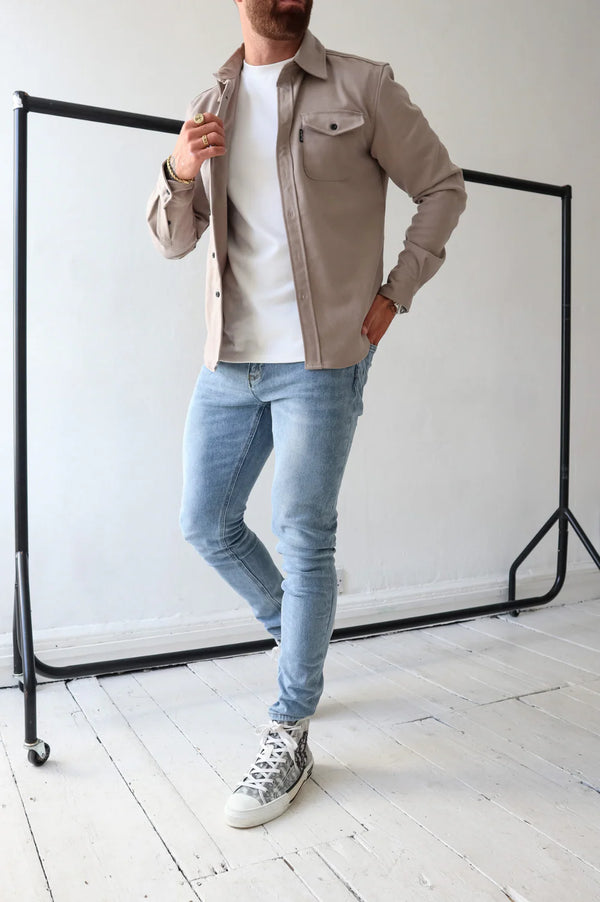 Capo premium look OVERSHIRT COLOUR Stone