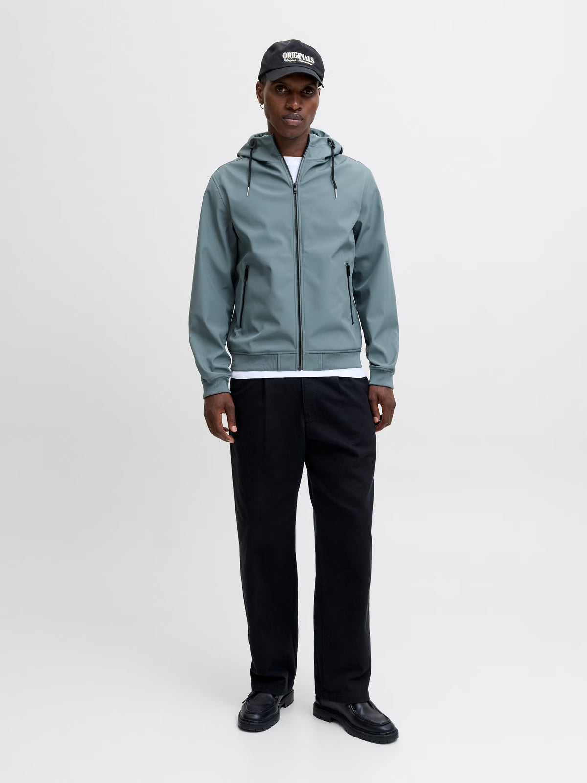 Jack&Jones Basic Softshell Hooded Jacket in STORMY WEATHER