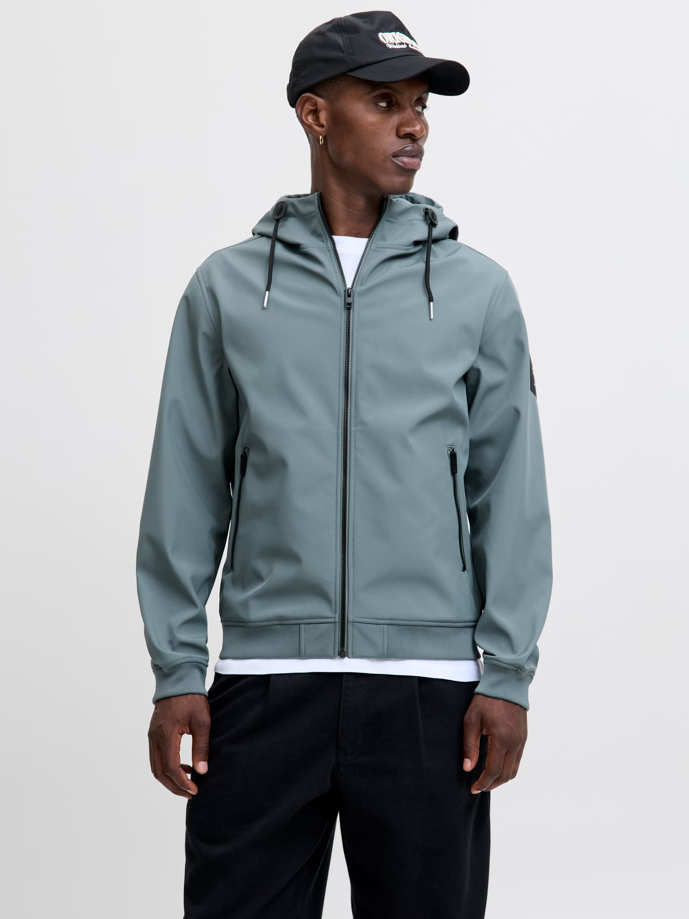 Jack&Jones Basic Softshell Hooded Jacket in STORMY WEATHER