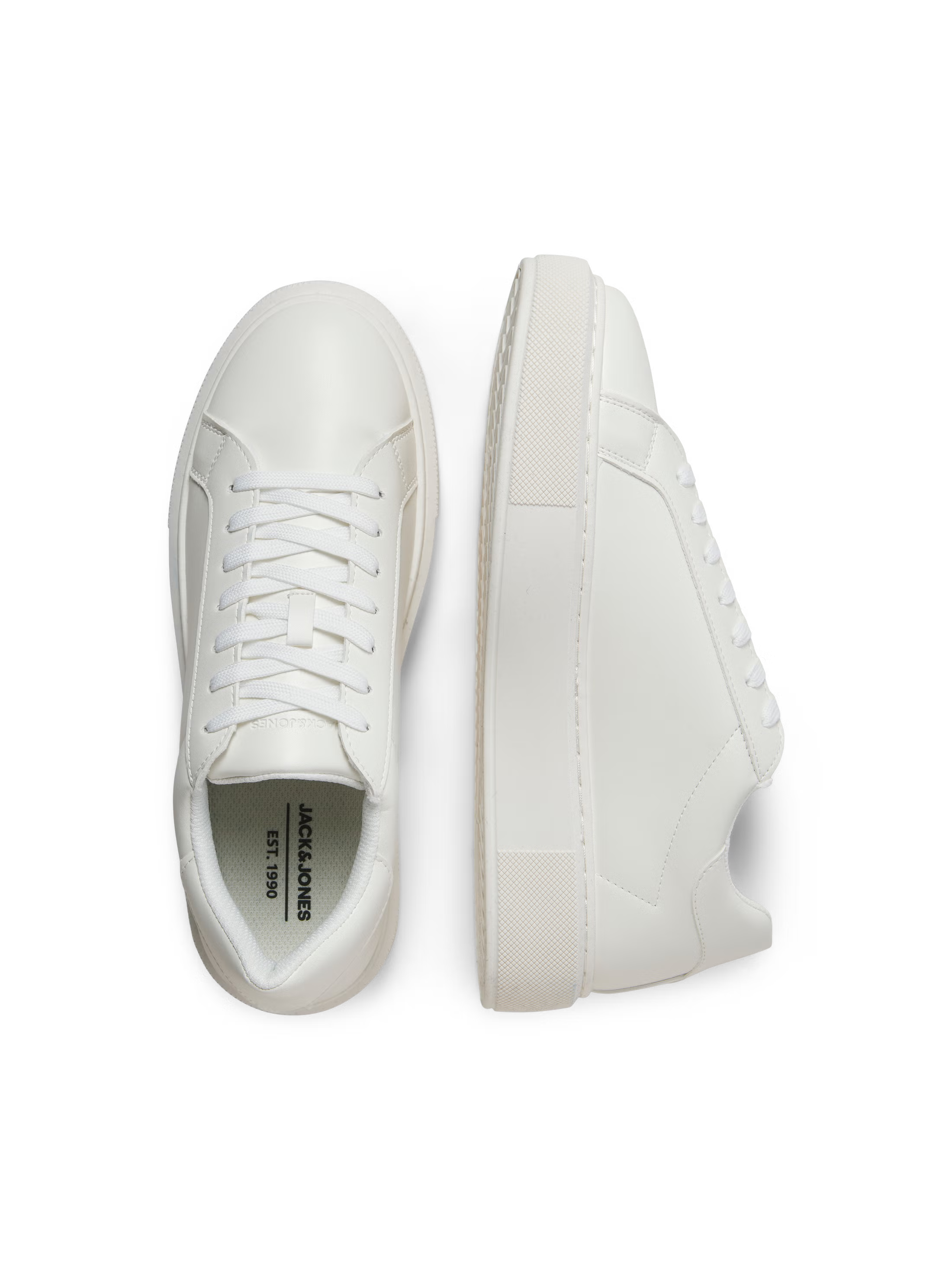 Jack&Jones Aspire Lace Up Cupsole Sneakers in WHITE/WHITE