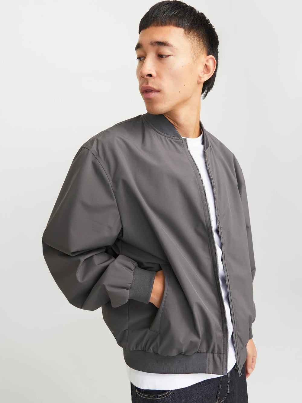 ジャケット・アウター Herringbone Work Bomber short Jac Gray Broad Bomber Jacket (ES2540GR-GREY)