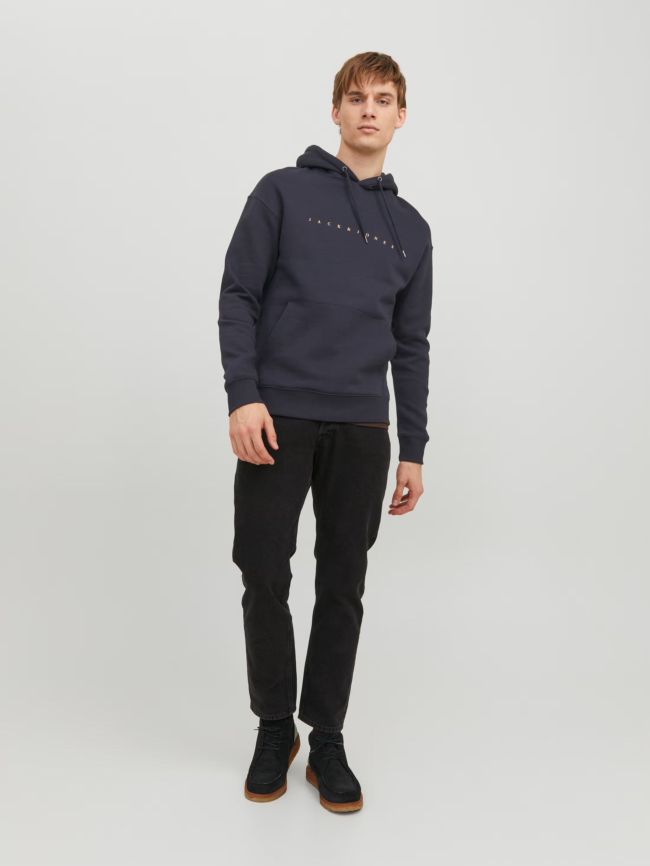 Jack&Jones Star Logo Hoodie in Blue / Dark navy
