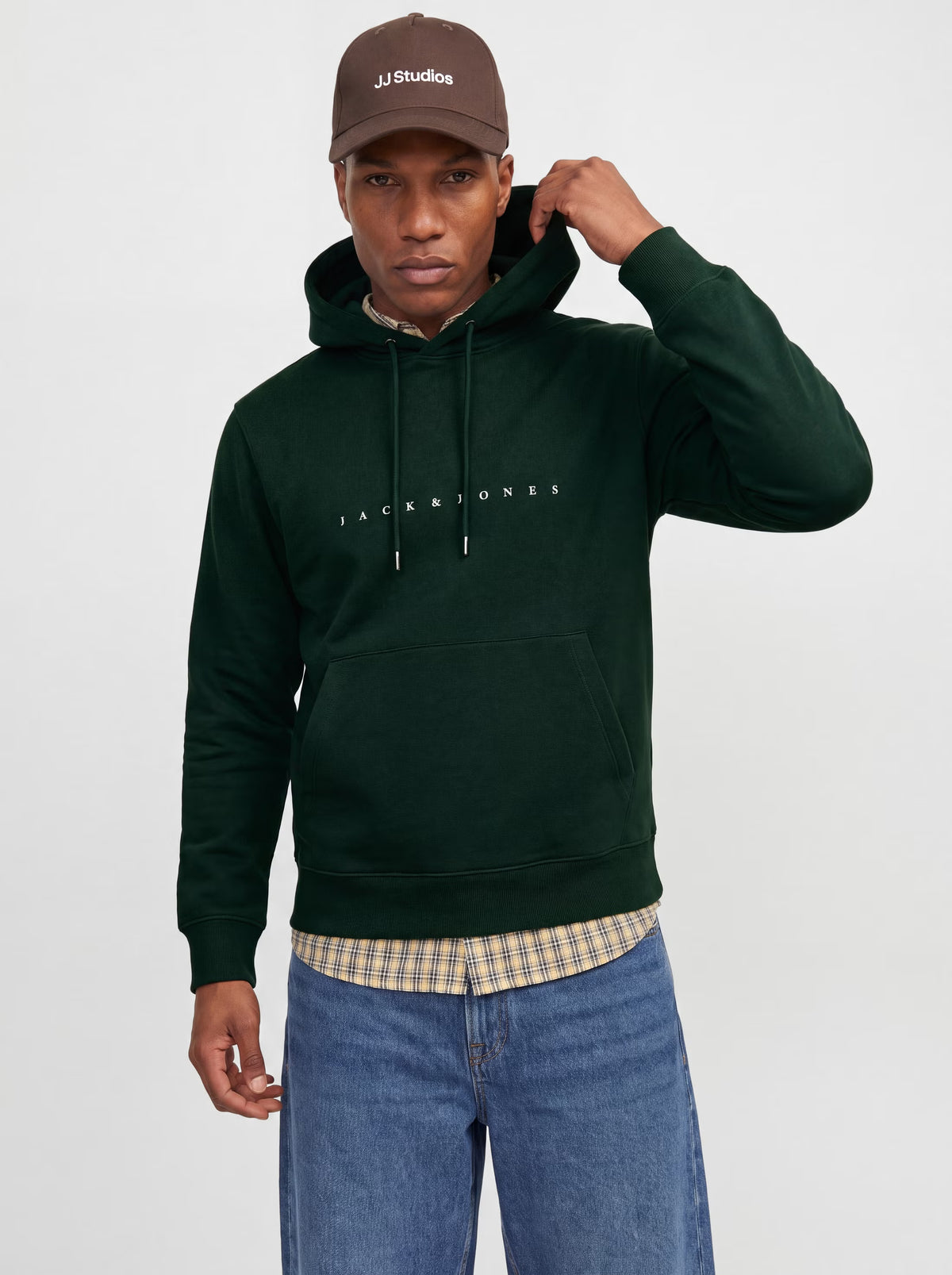 Jack&Jones Star Logo Hoodie in Green / Scarab
