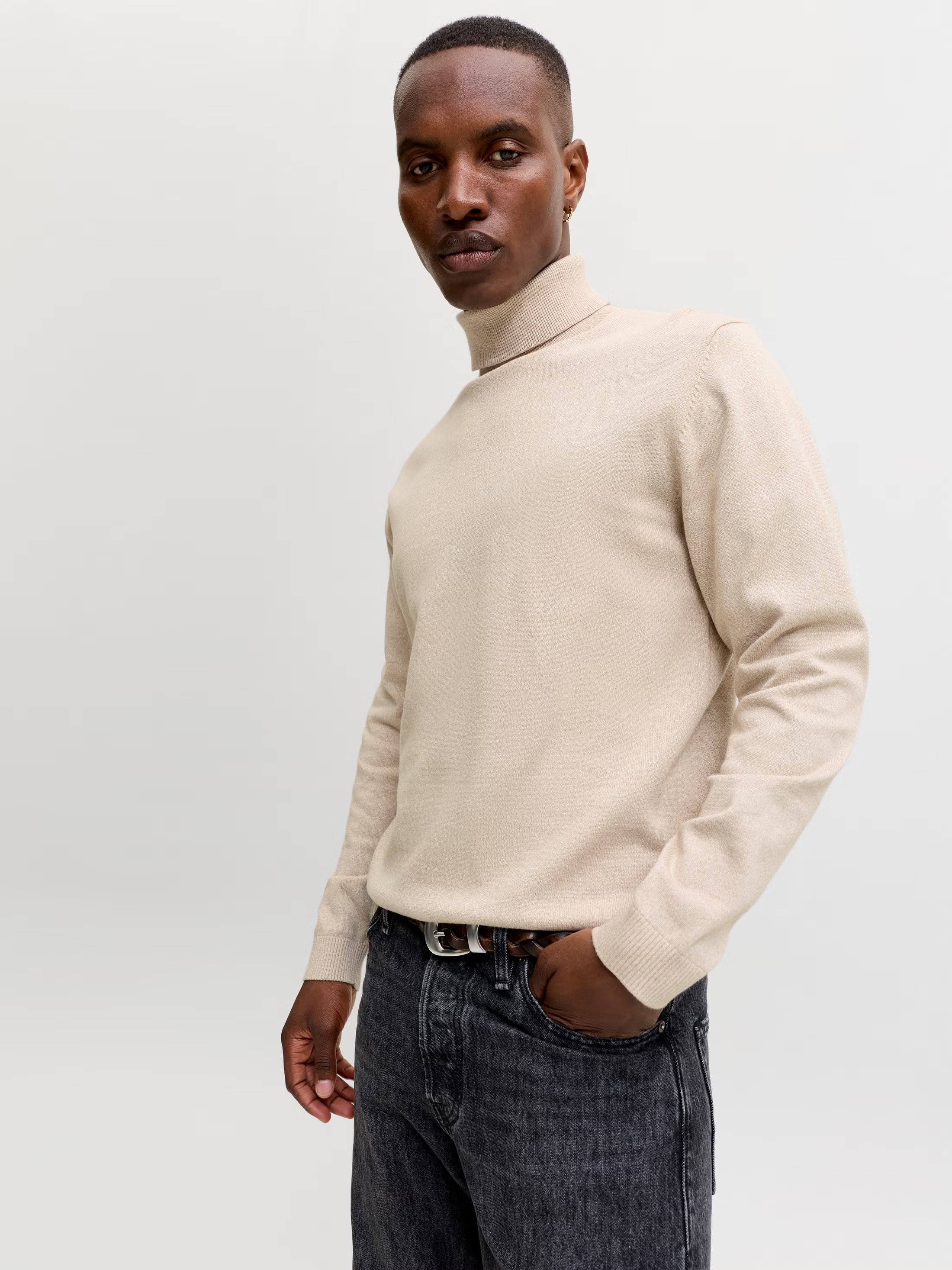 Jack&Jones Plain Turtleneck Basic Roll in Beige / Moonbeam