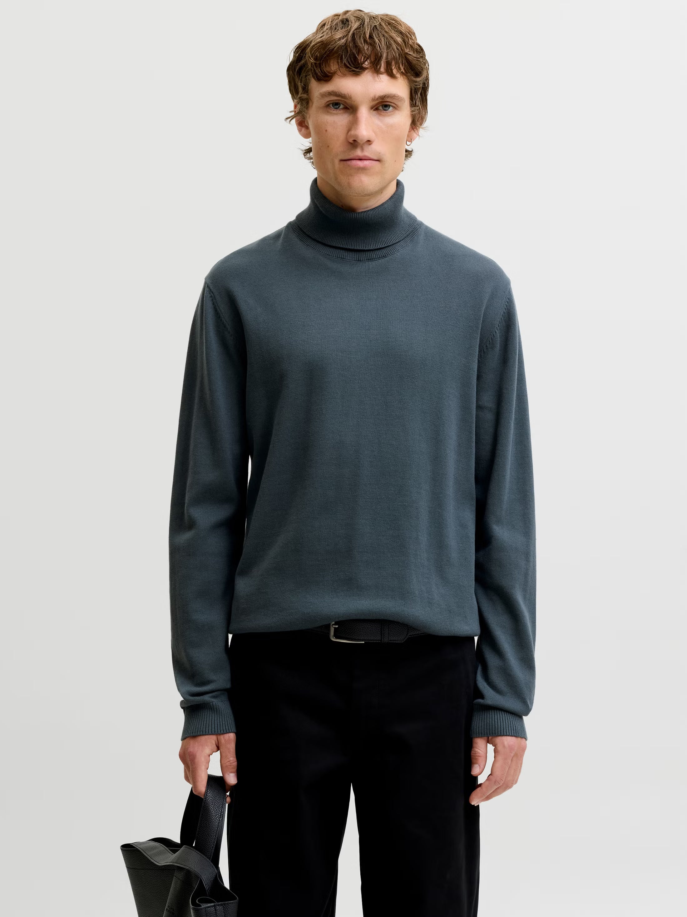 Jack&Jones Plain Turtleneck Basic Roll in Blue / Turbulence