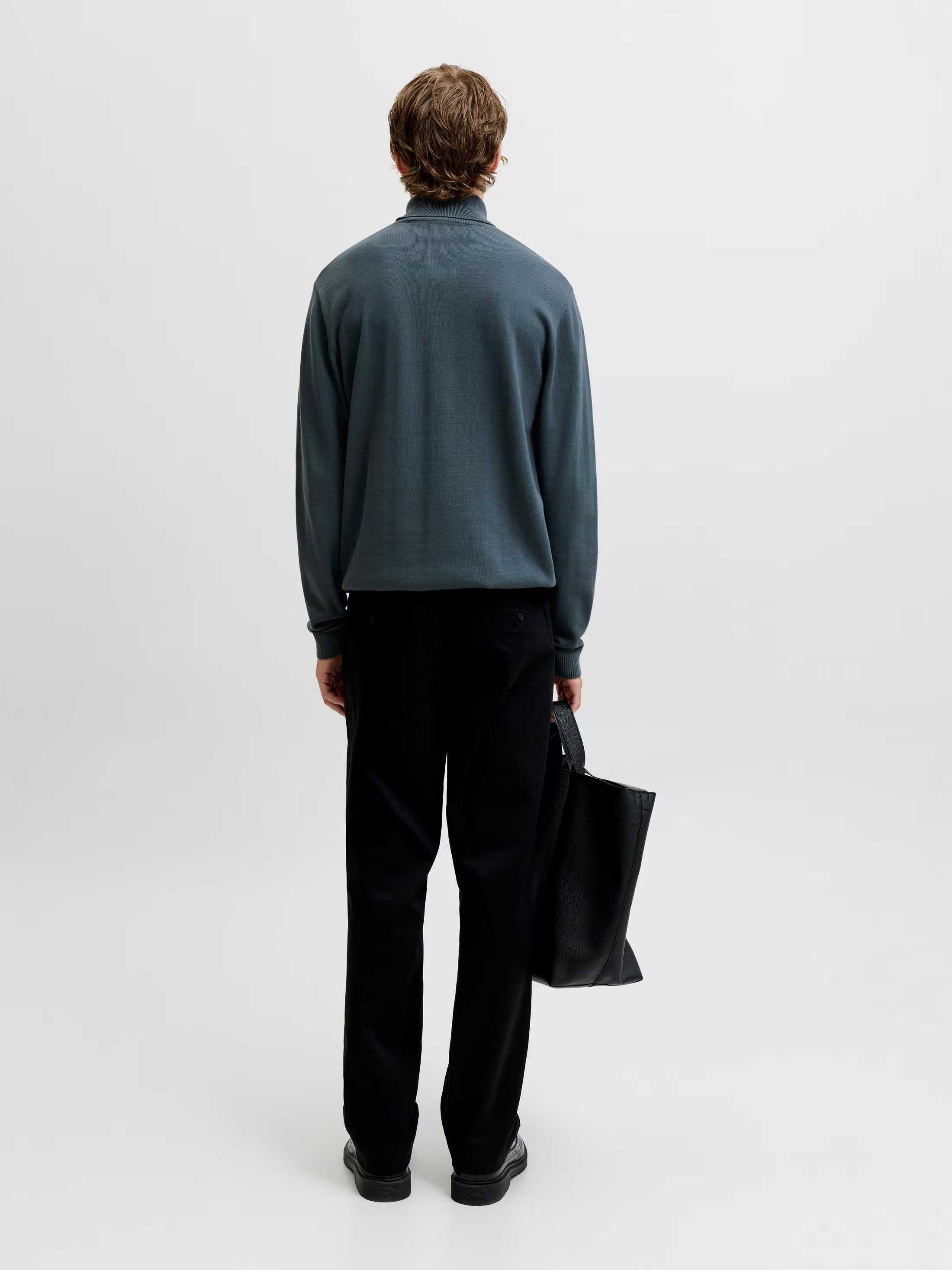 Jack&Jones Plain Turtleneck Basic Roll in Blue / Turbulence