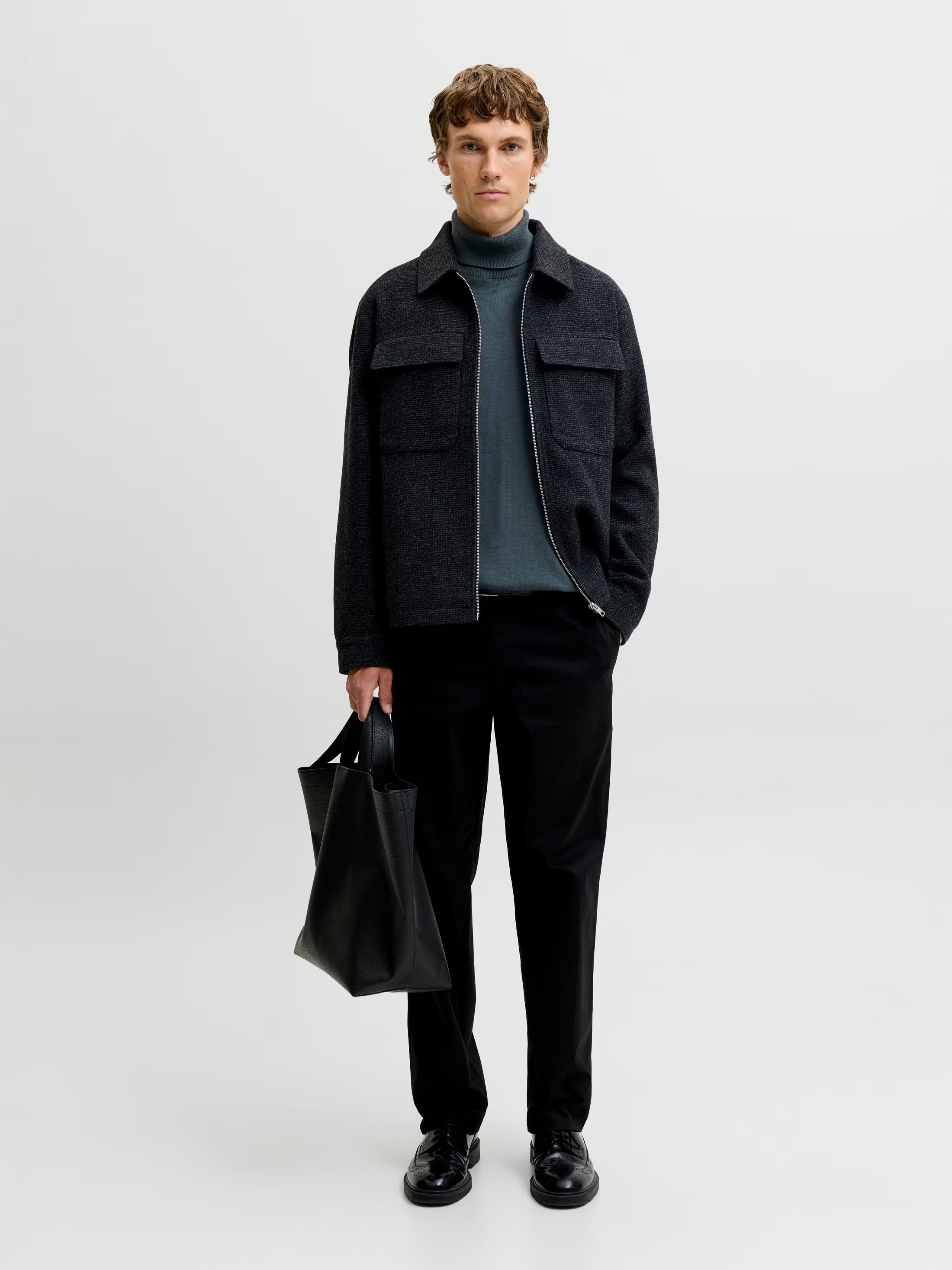 Jack&Jones Plain Turtleneck Basic Roll in Blue / Turbulence