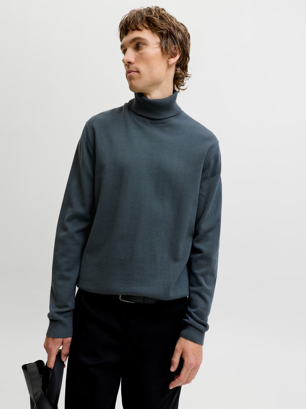 Jack&Jones Plain Turtleneck Basic Roll in Blue / Turbulence