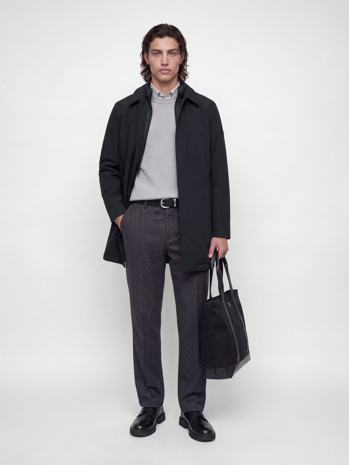 Jack & Jones Devon TECHFUSION Waterproof Mac Coat Black