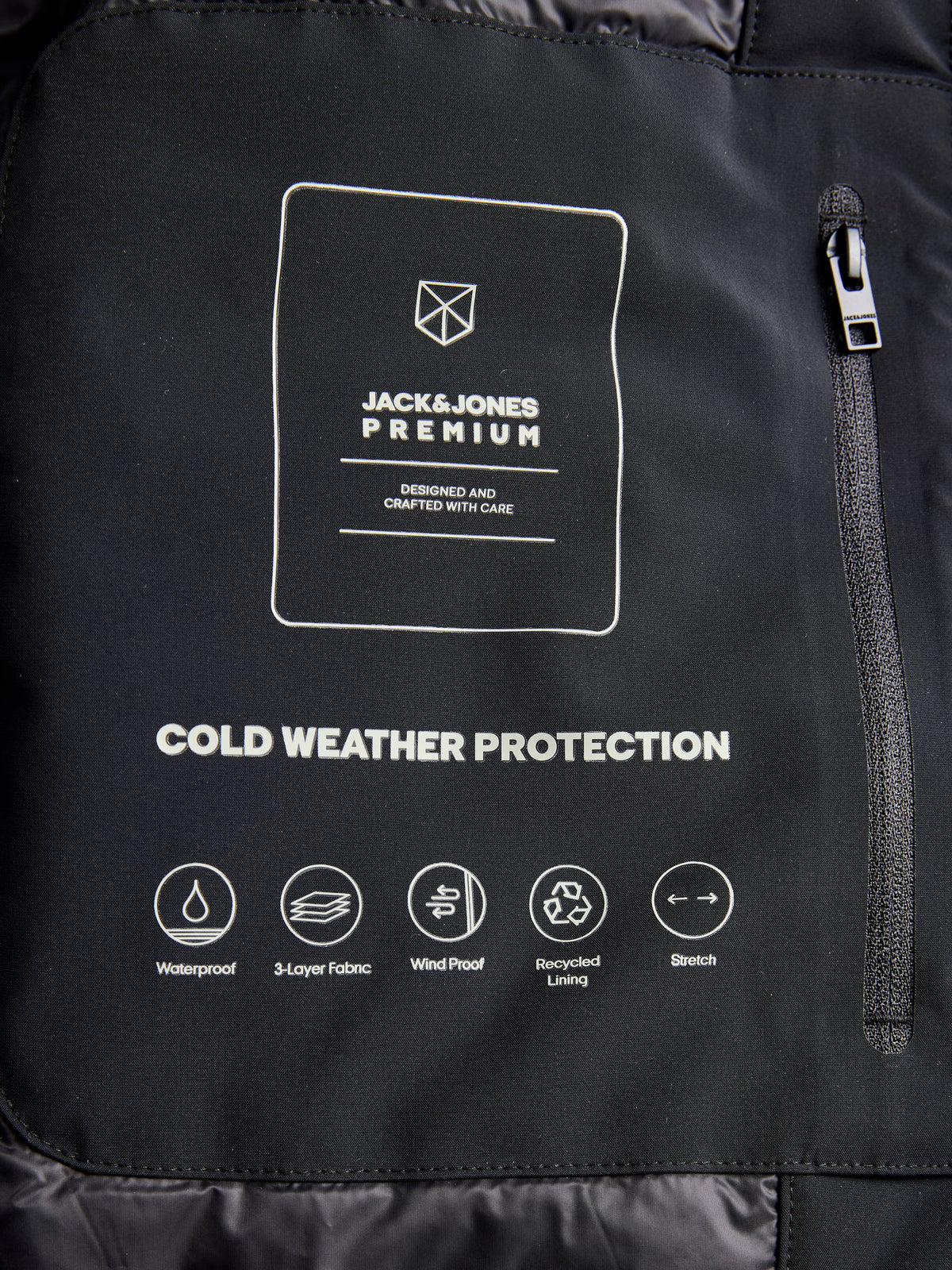 Jack & Jones Devon TECHFUSION Waterproof Mac Coat Black