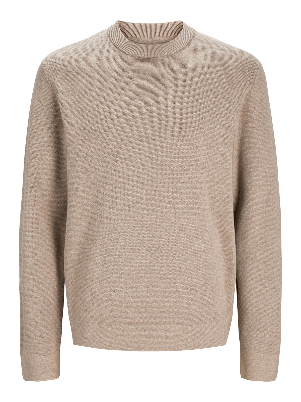 Jack&Jones Milano Plain Knitted pullover Crew Neck Beige / Greige