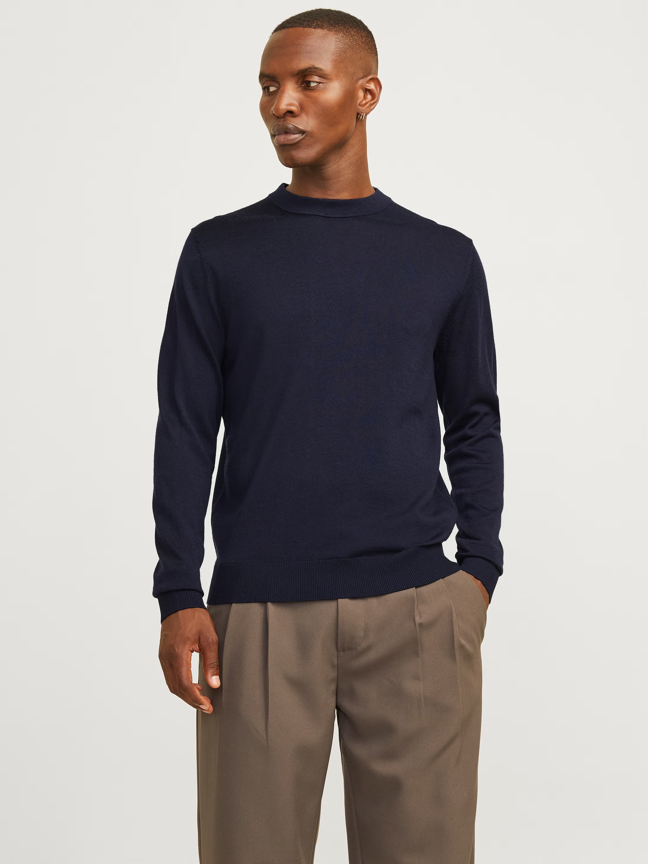 Jack&Jones Milano Plain Knitted pullover Crew Neck NIGHT SKY