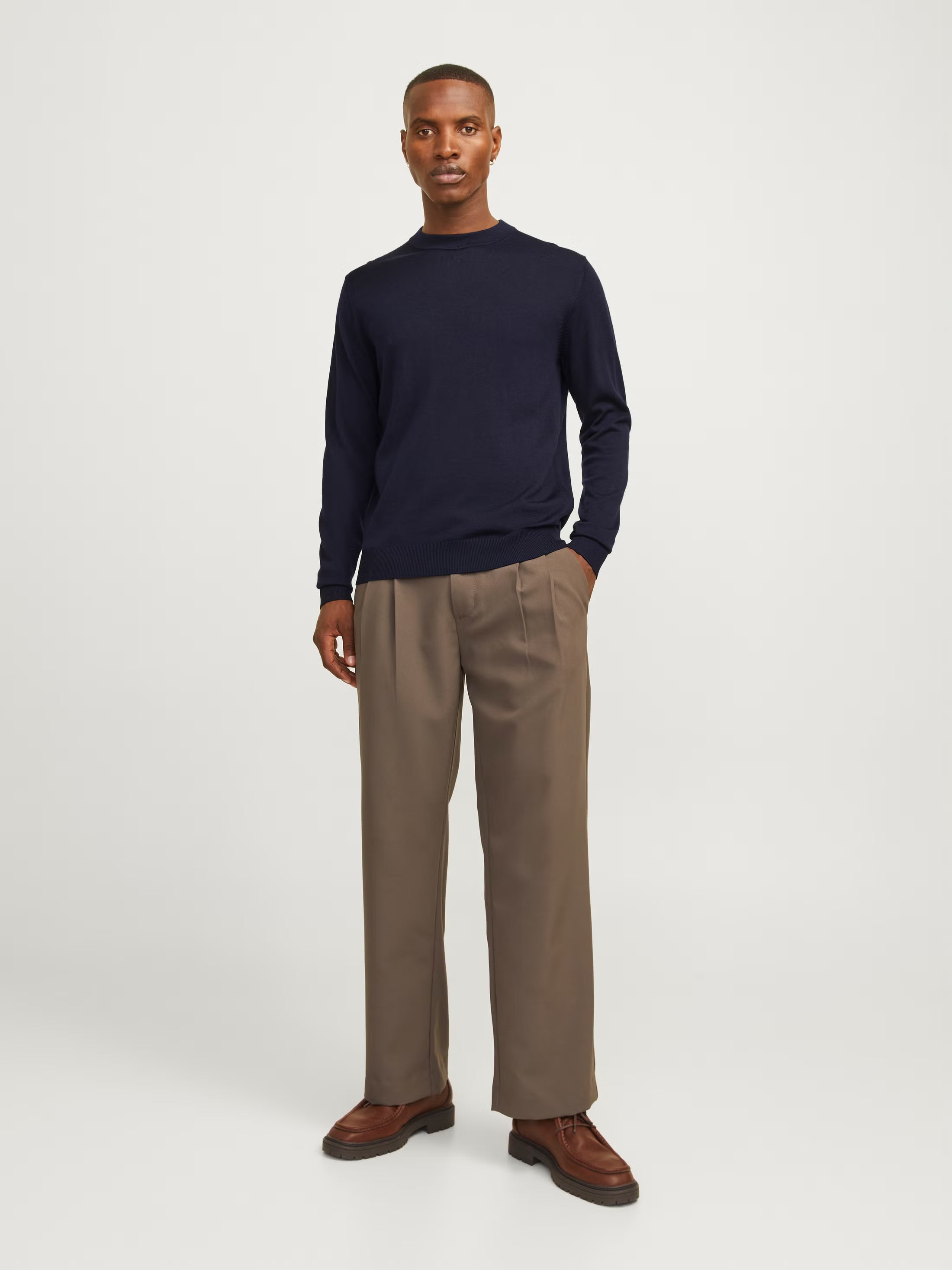 Jack&Jones Milano Plain Knitted pullover Crew Neck NIGHT SKY