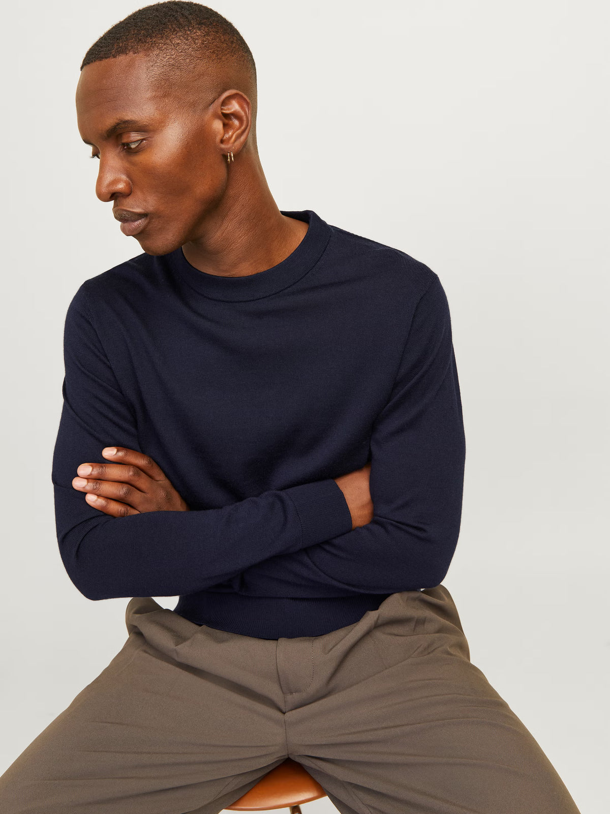 Jack&Jones Milano Plain Knitted pullover Crew Neck NIGHT SKY