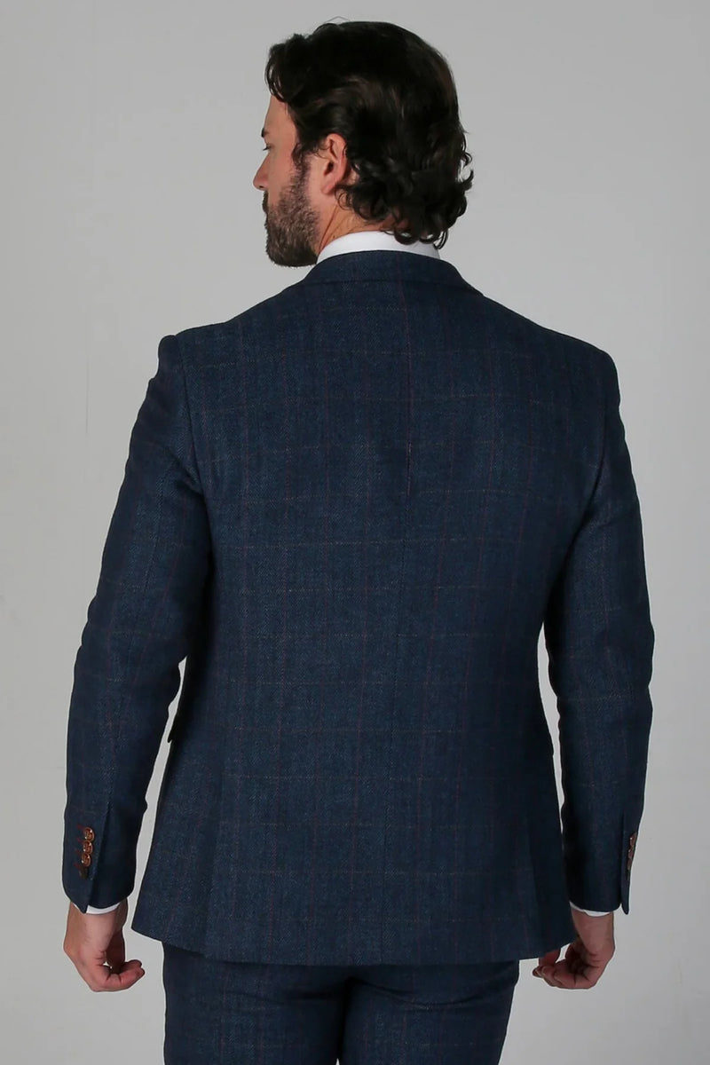 Paul Andrew Scott - Men's Tweed Check Blazer in Navy