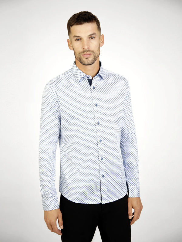Mish Mash Tabon White & Blue Long Sleeved Shirt