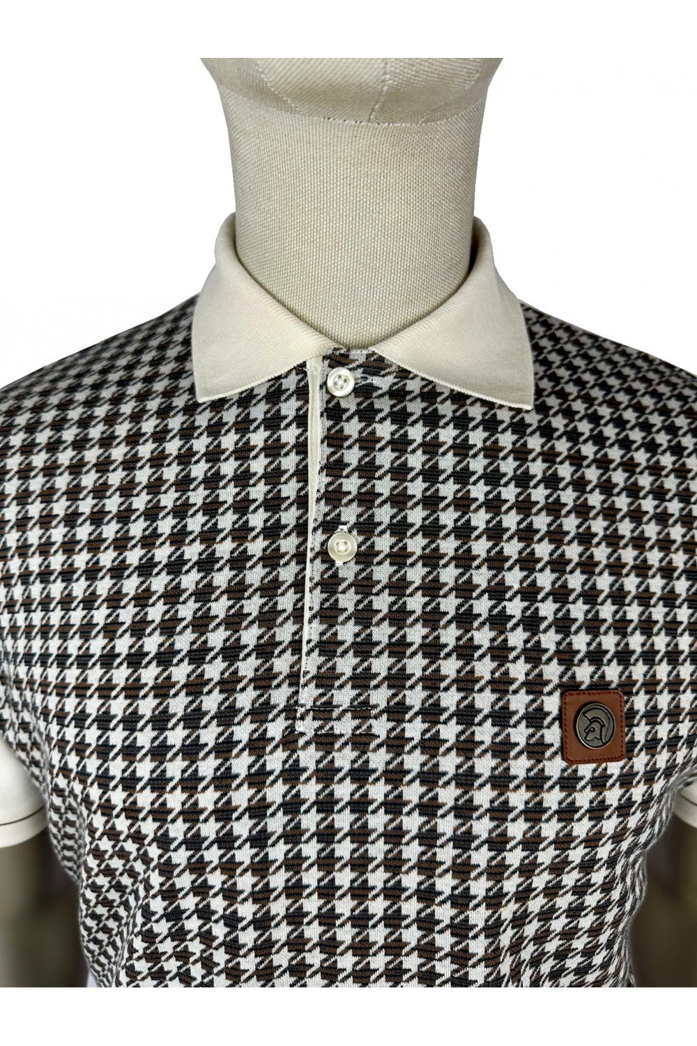 Trojan Houndstooth Panel Polo TR/9074 ECRU