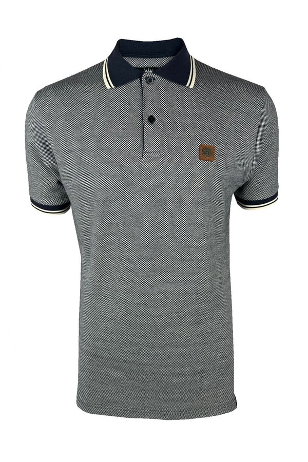 Trojan Jacquard Semi-Plain Polo TR/9016 - NAVY