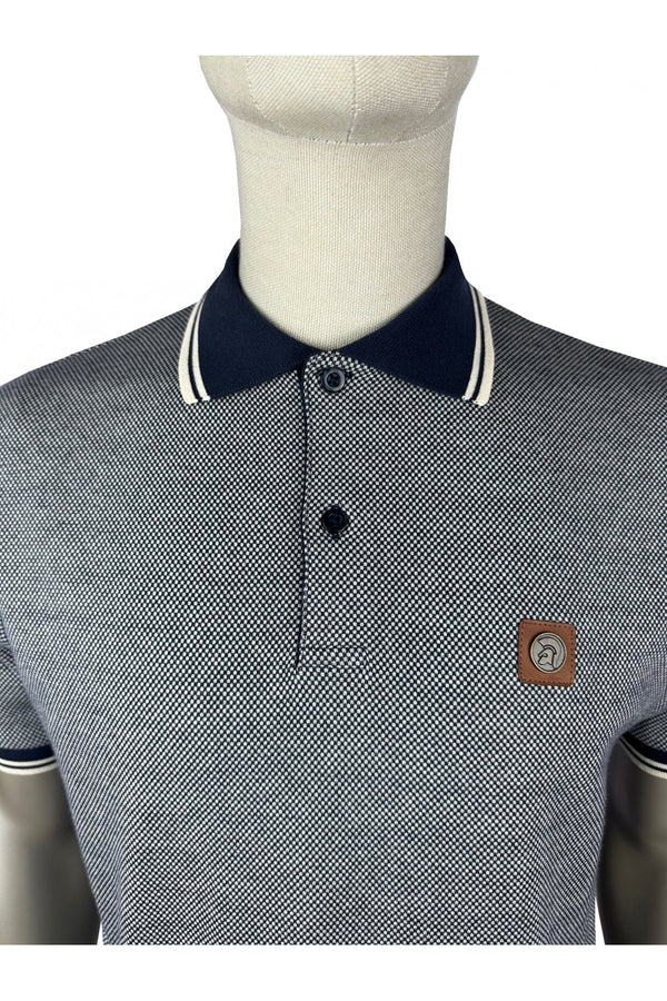 Trojan Jacquard Semi-Plain Polo TR/9016 - NAVY
