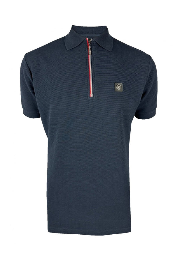 Trojan Cotton Ottoman Rib Plain Polo Tr8985 - Tr8985 NAVY