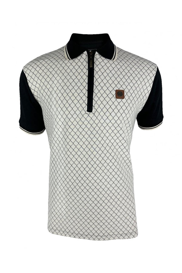 Trojan Ottoman Rib Jacquard Panel Polo TR8977 - BLACK