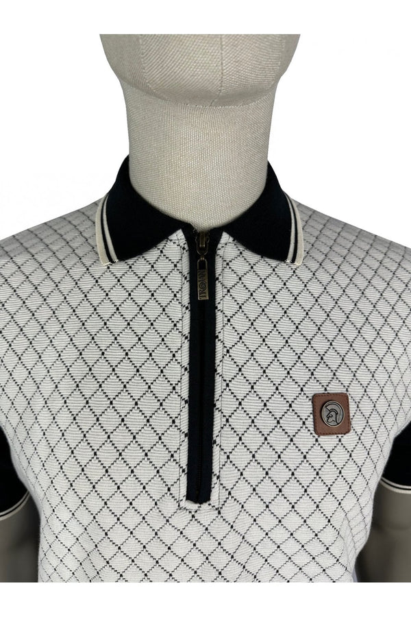 Trojan Ottoman Rib Jacquard Panel Polo TR8977 - BLACK