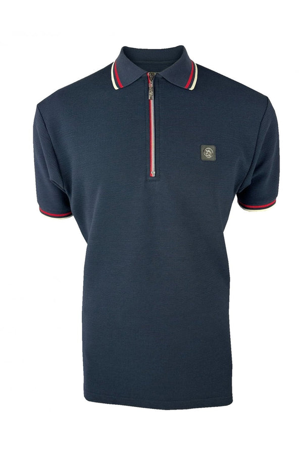Trojan Ottoman Rib Zip Polo TR/9023 - NAVY