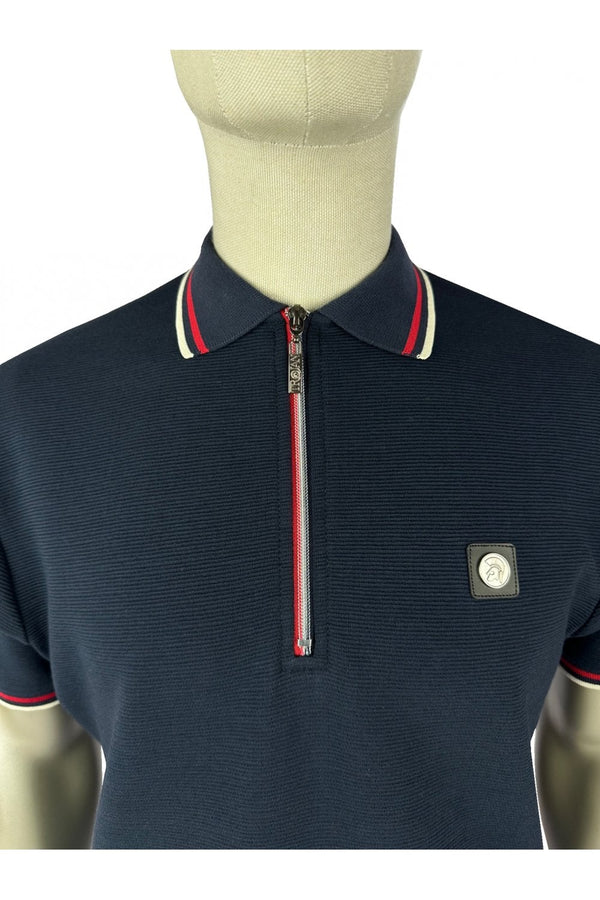 Trojan Ottoman Rib Zip Polo TR/9023 - NAVY