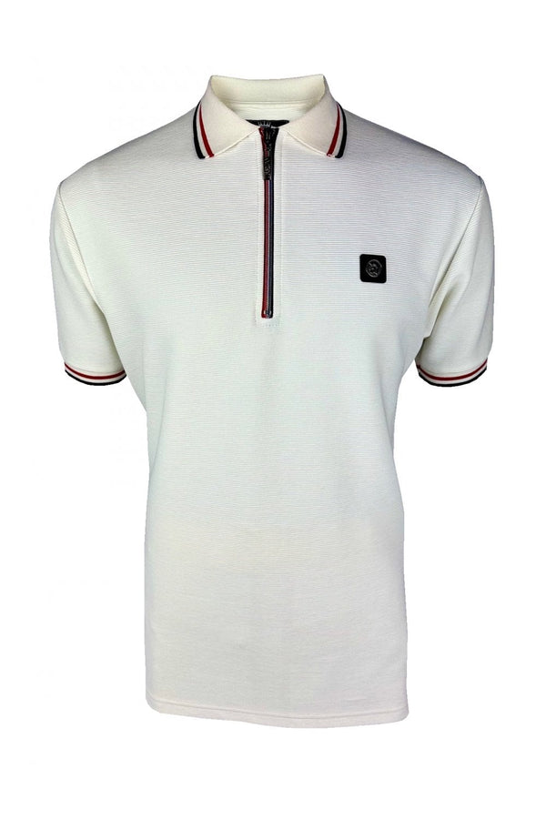 Trojan Ottoman Rib Zip Polo TR/9023 - ECRU