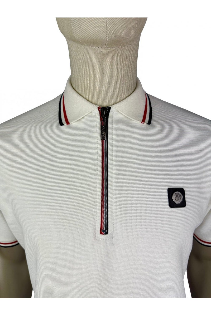 Trojan Ottoman Rib Zip Polo TR/9023 - ECRU