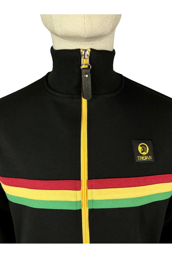 Trojan Retro Stripe Track Top TR/9002 Black
