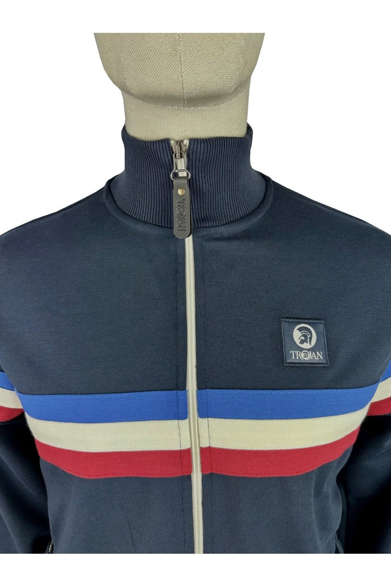 Trojan Retro Stripe Track Top TR/9002 Black