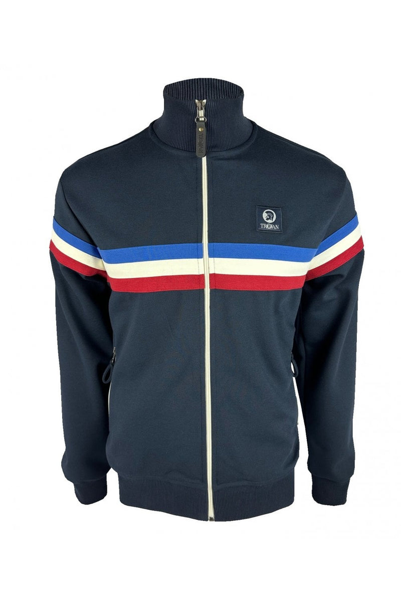 Trojan Retro Stripe Track Top TR/9002 Black