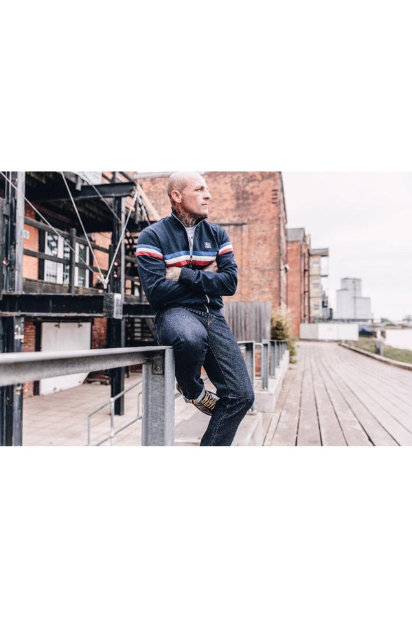 Trojan Retro Stripe Track Top TR/9002 Black
