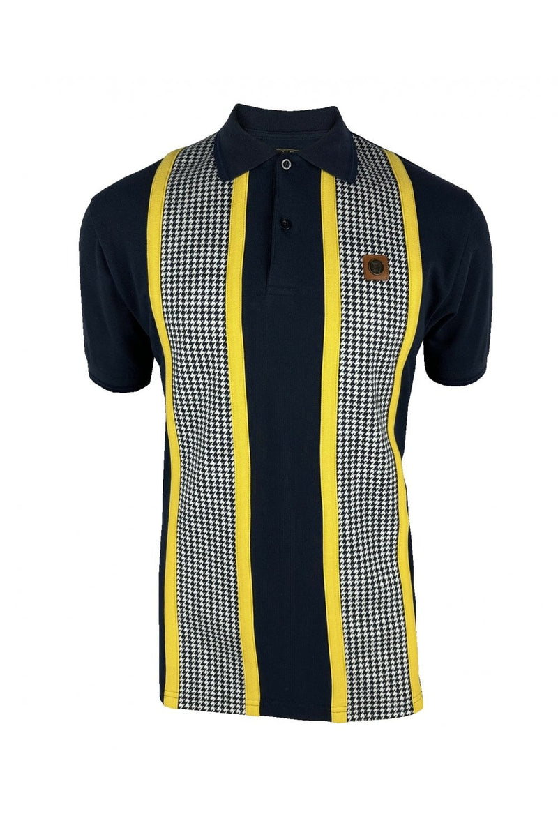 TROJAN Taped Houndstooth Panel Polo TR/8876 - NAVY
