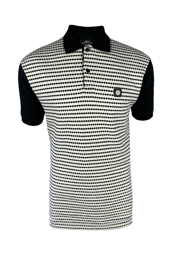 Trojan Textured Stripe Panel Polo TR8975 - ECRU