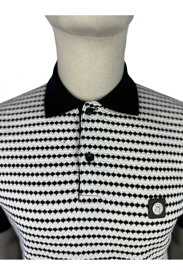 Trojan Textured Stripe Panel Polo TR8975 - ECRU