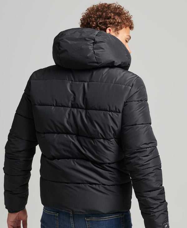 Superdry Sports Puffer Hooded Jacket - BLACK