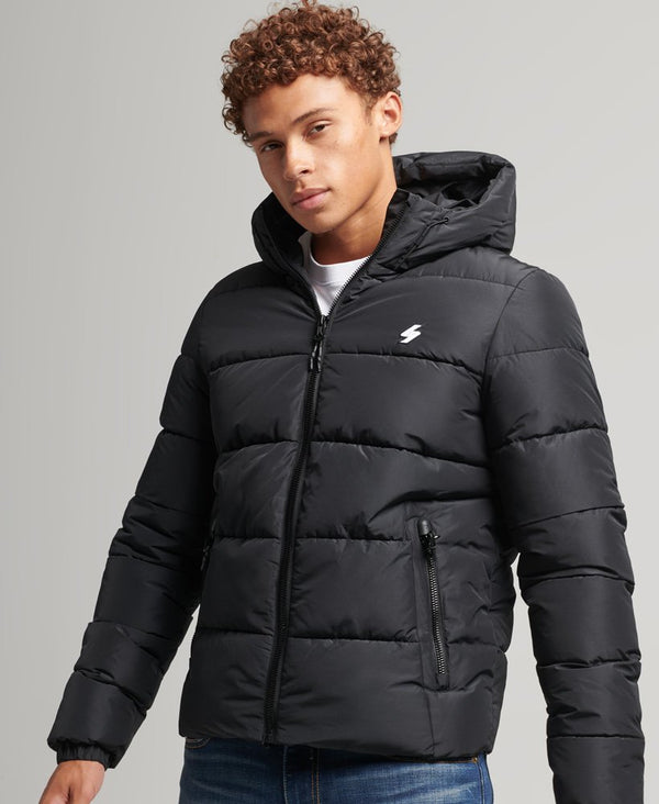 Superdry Sports Puffer Hooded Jacket - BLACK